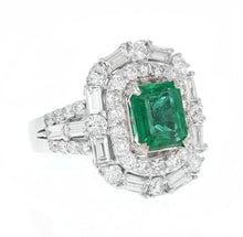 Load image into Gallery viewer, 5.50 Carats Natural Emerald and Diamond 18K Solid White Gold Ring