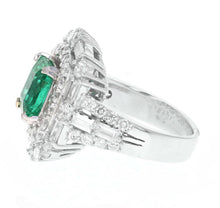Load image into Gallery viewer, 5.50 Carats Natural Emerald and Diamond 18K Solid White Gold Ring
