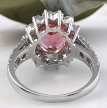 Load image into Gallery viewer, 5.60 Carats Natural Very Nice Looking Tourmaline and Diamond 14K Solid White Gold Ring
