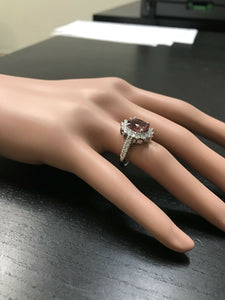 5.60 Carats Natural Very Nice Looking Tourmaline and Diamond 14K Solid White Gold Ring