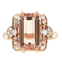 Load image into Gallery viewer, 6.35 Carats Exquisite Natural Morganite and Diamond 14K Solid Rose Gold Ring
