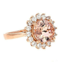 Load image into Gallery viewer, 3.65 Carats Natural Morganite and Diamond 14K Solid Rose Gold Ring