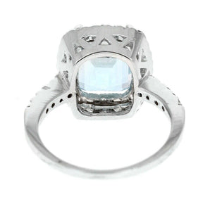 4.55 Carats Natural Aquamarine and Diamond 14K Solid White Gold Ring
