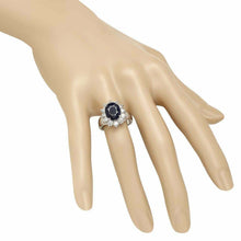 Load image into Gallery viewer, 5.30 Carats Exquisite Natural Blue Sapphire and Diamond 14K Solid White Gold Ring