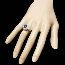 Load image into Gallery viewer, 4.70 Carats Exquisite Natural Blue Sapphire and Diamond 14K Solid White Gold Ring