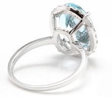 Load image into Gallery viewer, 6.00 Carats Exquisite Natural Aquamarine and Diamond 14K Solid White Gold Ring