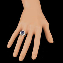 Load image into Gallery viewer, 4.90 Carats Natural Blue Sapphire and Diamond 14K Solid White Gold Ring