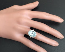 Load image into Gallery viewer, 6.00 Carats Exquisite Natural Aquamarine and Diamond 14K Solid White Gold Ring