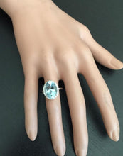 Load image into Gallery viewer, 6.00 Carats Exquisite Natural Aquamarine and Diamond 14K Solid White Gold Ring