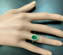 Load image into Gallery viewer, 2.50 Carats Exquisite Emerald and Diamond 14K Solid Yellow Gold Ring