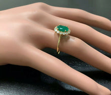 Load image into Gallery viewer, 2.50 Carats Exquisite Emerald and Diamond 14K Solid Yellow Gold Ring