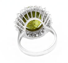 Load image into Gallery viewer, 11.30 Carats Natural Very Nice Looking Green Tourmaline and Diamond 14K Solid White Gold Ring
