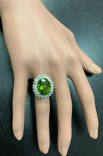 Load image into Gallery viewer, 11.30 Carats Natural Very Nice Looking Green Tourmaline and Diamond 14K Solid White Gold Ring