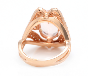 6.15 Carats Impressive Natural Morganite and Diamond 14K Solid Rose Gold Ring