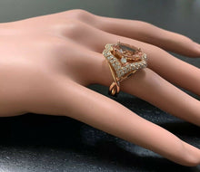 Load image into Gallery viewer, 6.15 Carats Impressive Natural Morganite and Diamond 14K Solid Rose Gold Ring