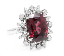Load image into Gallery viewer, 13.90 Carats Natural Very Nice Looking Red Zircon and Diamond 14K Solid White Gold Ring