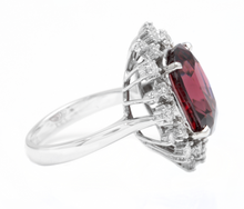 Load image into Gallery viewer, 13.90 Carats Natural Very Nice Looking Red Zircon and Diamond 14K Solid White Gold Ring