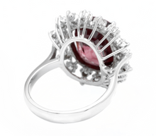Load image into Gallery viewer, 13.90 Carats Natural Very Nice Looking Red Zircon and Diamond 14K Solid White Gold Ring