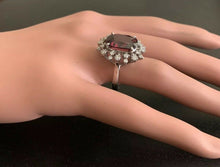 Load image into Gallery viewer, 13.90 Carats Natural Very Nice Looking Red Zircon and Diamond 14K Solid White Gold Ring