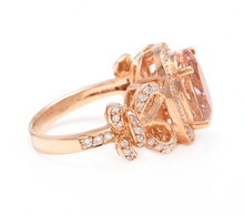 Load image into Gallery viewer, 4.50 Carats Impressive Natural Morganite and Diamond 14K Solid Rose Gold Ring