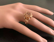 Load image into Gallery viewer, 4.50 Carats Impressive Natural Morganite and Diamond 14K Solid Rose Gold Ring