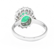 Load image into Gallery viewer, 3.10 Carats Exquisite Emerald and Diamond 14K Solid White Gold Ring