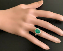 Load image into Gallery viewer, 3.10 Carats Exquisite Emerald and Diamond 14K Solid White Gold Ring