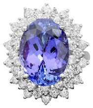 Load image into Gallery viewer, 14.70 Carats Natural Tanzanite and Diamond 14k Solid White Gold Ring