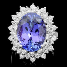 Load image into Gallery viewer, 14.70 Carats Natural Tanzanite and Diamond 14k Solid White Gold Ring
