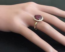 Load image into Gallery viewer, 5.80 Carats Impressive Red Ruby and Natural Diamond 14K Yellow Gold Ring