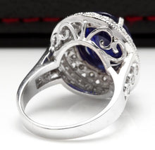 Load image into Gallery viewer, 8.20 Carats Exquisite Natural Blue Sapphire and Diamond 14K Solid White Gold Ring