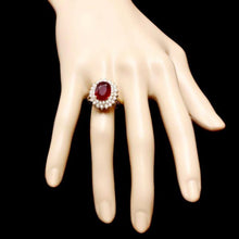 Load image into Gallery viewer, 7.50 Carats Natural Red Ruby and Diamond 14K Solid Yellow Gold Ring