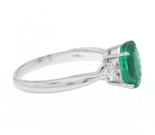 Load image into Gallery viewer, 1.66 Carats Exquisite Emerald and Diamond 14K Solid White Gold Ring