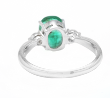 Load image into Gallery viewer, 1.66 Carats Exquisite Emerald and Diamond 14K Solid White Gold Ring