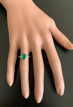 Load image into Gallery viewer, 1.66 Carats Exquisite Emerald and Diamond 14K Solid White Gold Ring