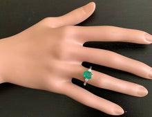 Load image into Gallery viewer, 1.66 Carats Exquisite Emerald and Diamond 14K Solid White Gold Ring