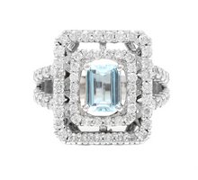 Load image into Gallery viewer, 2.80 Carats Natural Aquamarine and Diamond 14K Solid White Gold Ring