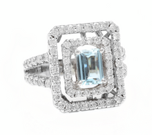 Load image into Gallery viewer, 2.80 Carats Natural Aquamarine and Diamond 14K Solid White Gold Ring