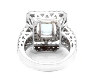 2.80 Carats Natural Aquamarine and Diamond 14K Solid White Gold Ring