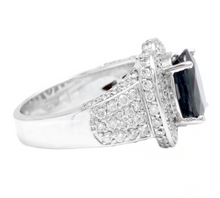 Load image into Gallery viewer, 6.20 Carats Exquisite Natural Blue Sapphire and Diamond 14K Solid White Gold Ring