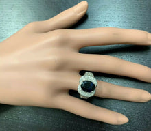 Load image into Gallery viewer, 6.20 Carats Exquisite Natural Blue Sapphire and Diamond 14K Solid White Gold Ring