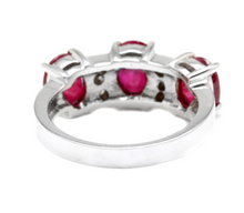 Load image into Gallery viewer, 4.15 Carats Impressive Natural Red Ruby and Diamond 14K White Gold Ring