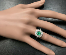 Load image into Gallery viewer, 2.00 Carats Natural Emerald and Diamond 14K Solid White Gold Ring