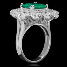Load image into Gallery viewer, 5.40 Carats Natural Emerald and Diamond 14K Solid White Gold Ring