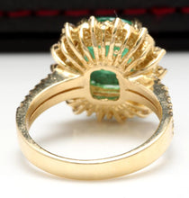 Load image into Gallery viewer, 4.50 Carats Natural Emerald and Diamond 14K Solid Yellow Gold Ring