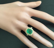 Load image into Gallery viewer, 4.50 Carats Natural Emerald and Diamond 14K Solid Yellow Gold Ring