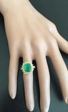 Load image into Gallery viewer, 4.50 Carats Natural Emerald and Diamond 14K Solid Yellow Gold Ring