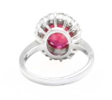 Load image into Gallery viewer, 5.00 Carats Impressive Red Ruby and Natural Diamond 14K White Gold Ring