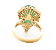 Load image into Gallery viewer, 8.20 Carats Natural Emerald and Diamond 14K Solid Yellow Gold Ring