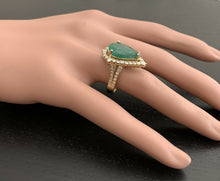 Load image into Gallery viewer, 8.20 Carats Natural Emerald and Diamond 14K Solid Yellow Gold Ring